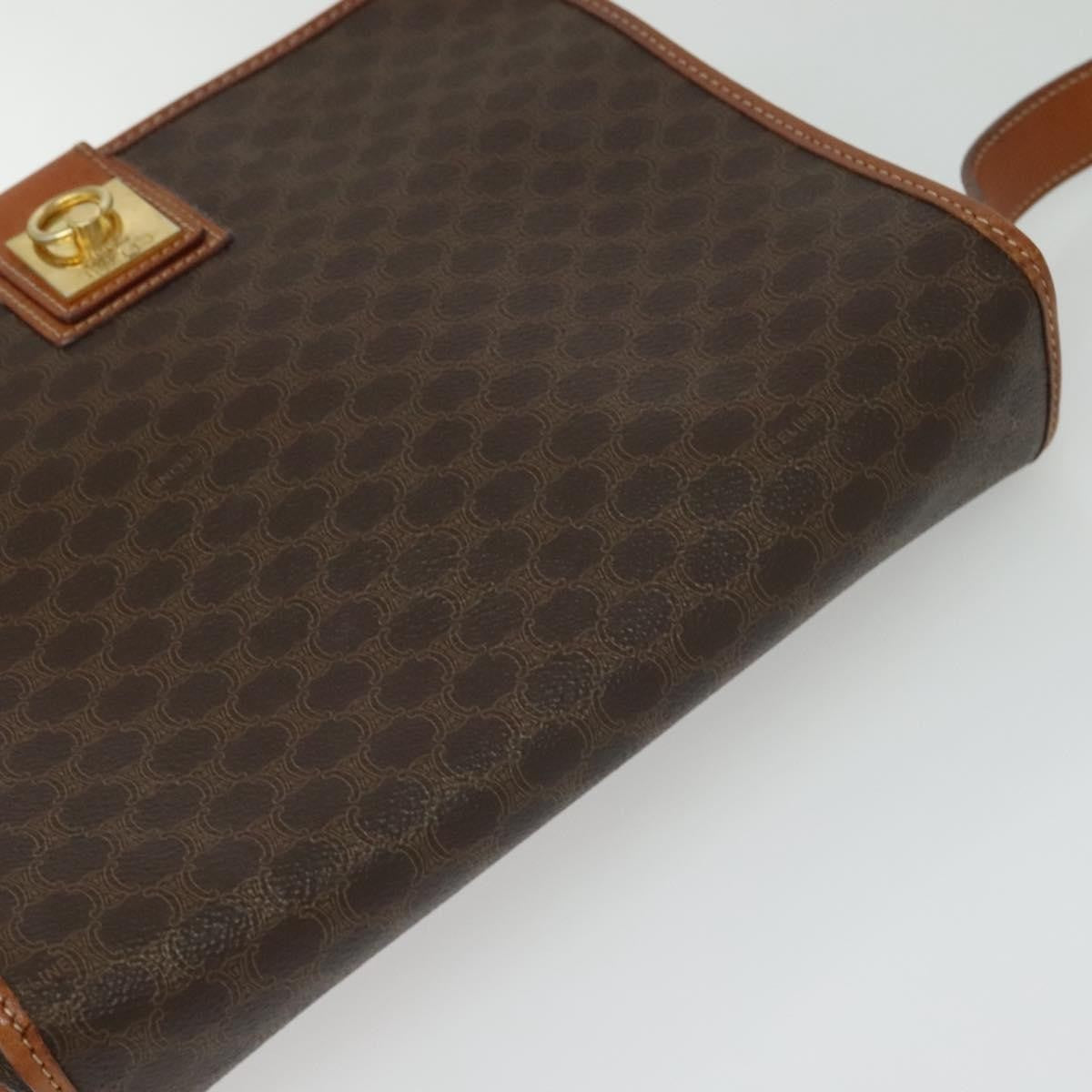 Celine Macadam Shoulder Bag Pvc Leather Brown Canvas Bag (Pre-Owned)
