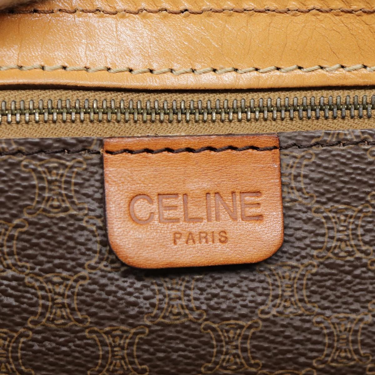 Celine Vintage Duffle Bag Macadam Coated Canvas Brown Canvas Travel Bag Bag (Pre-Owned)