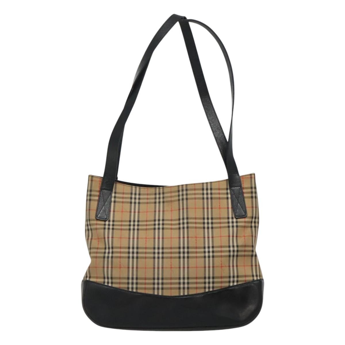 Burberry Nova Check Tote Canvas And Leather Beige Canvas Tote Bag Bag (Pre-Owned)