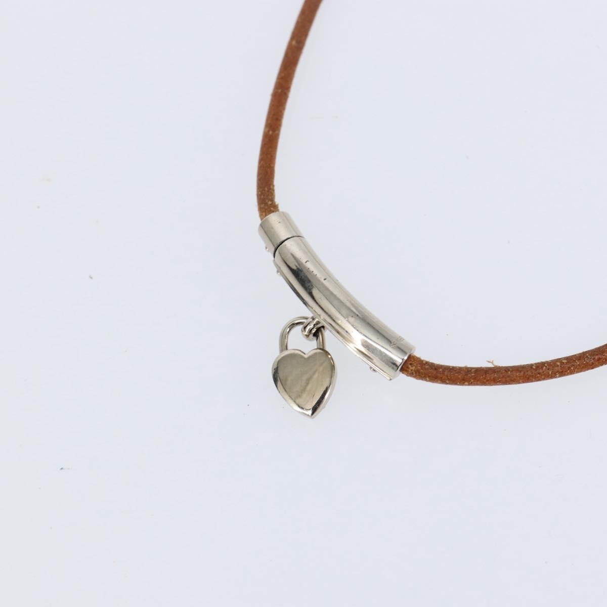 Hermes Annee Mediterranee Cadena Charm Necklace Metal And Leather Brown Leather Necklace Jewelry (Pre-Owned)