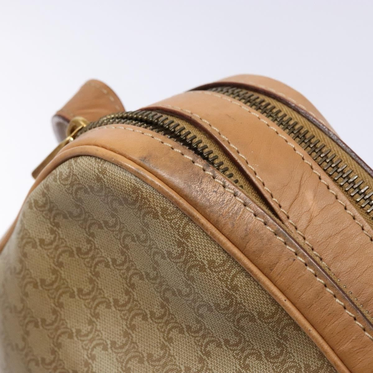 Celine Vintage Macadam Shoulder Bag Canvas And Leather Beige Canvas Bag (Pre-Owned)