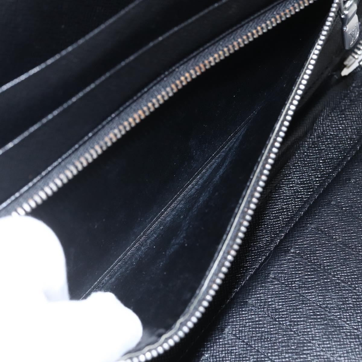 Louis Vuitton Atoll Organizer Wallet Taiga Leather Black Leather Clutche & Pouche Bag (Pre-Owned)