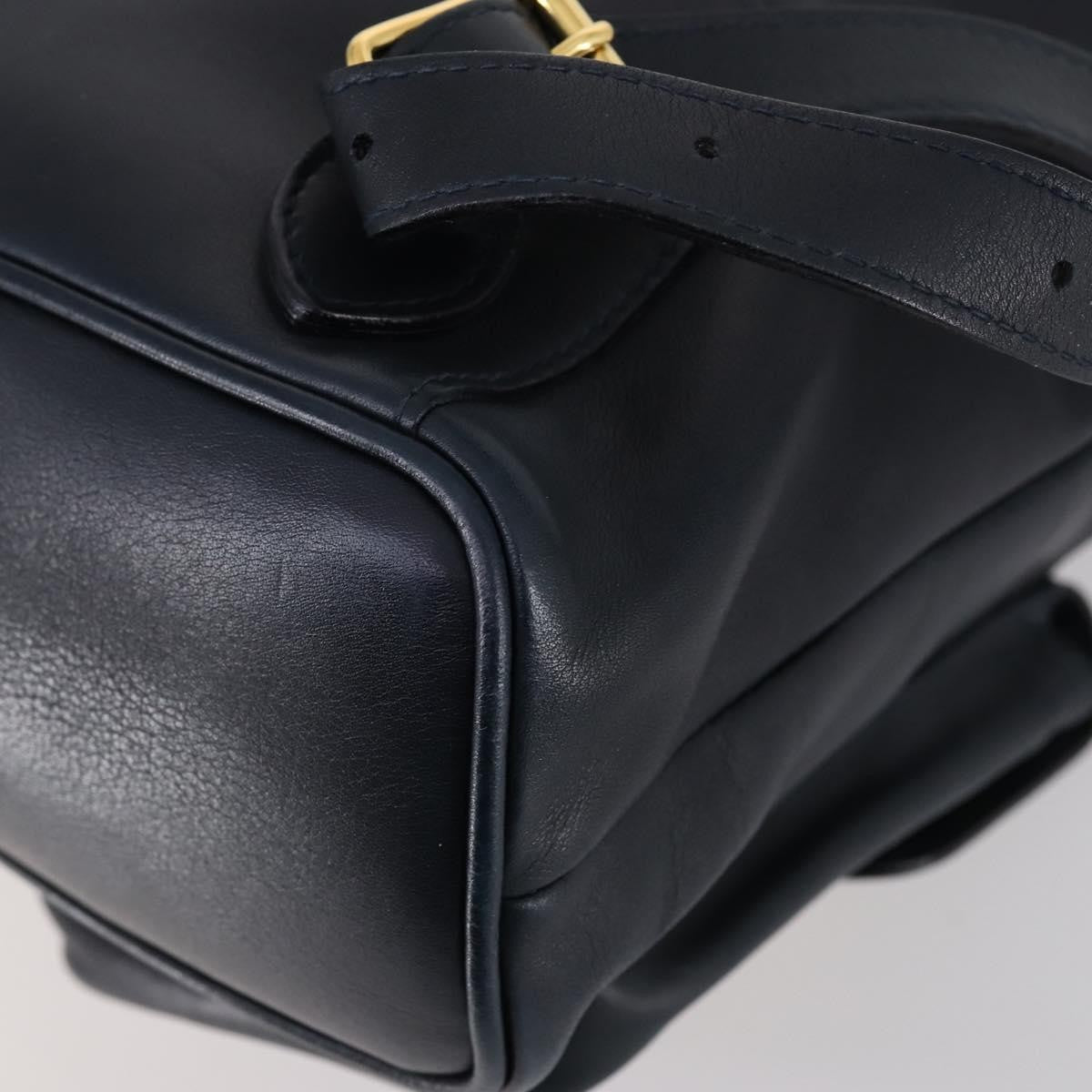Gucci Vintage Bamboo Backpack Leather Navy Leather Backpack Bag (Pre-Owned)