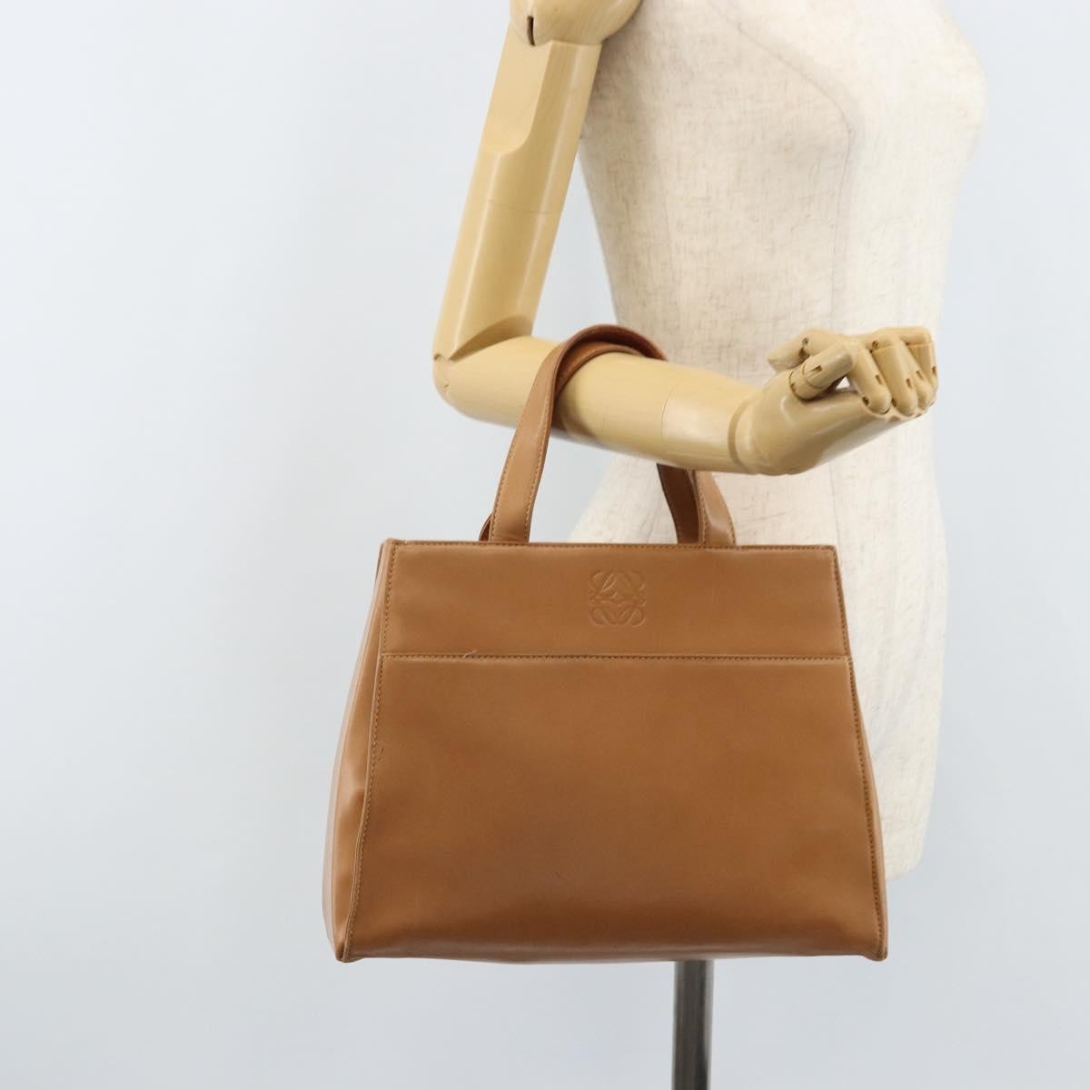 Loewe Anagram Handbag Leather Brown Leather Handbag (Pre-Owned)
