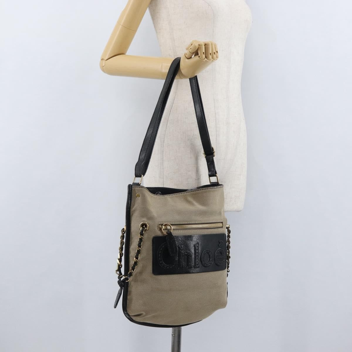 Chloe Vintage Shoulder Bag Canvas Beige Canvas Shoulder Bag Bag (Pre-Owned)