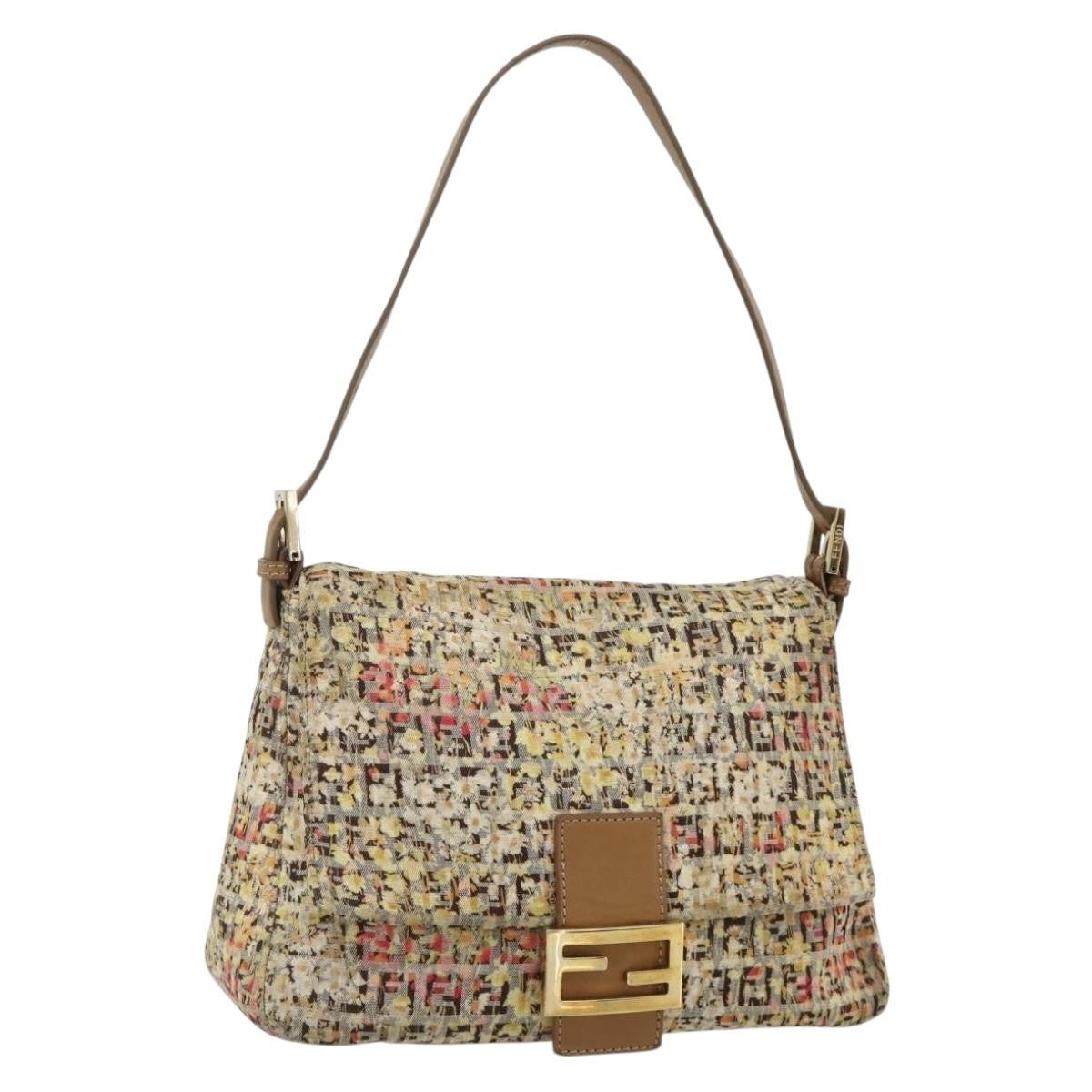 Fendi Mamma Baguette Zucca Canvas Beige Canvas Shoulder Bag Bag (Pre-Owned)