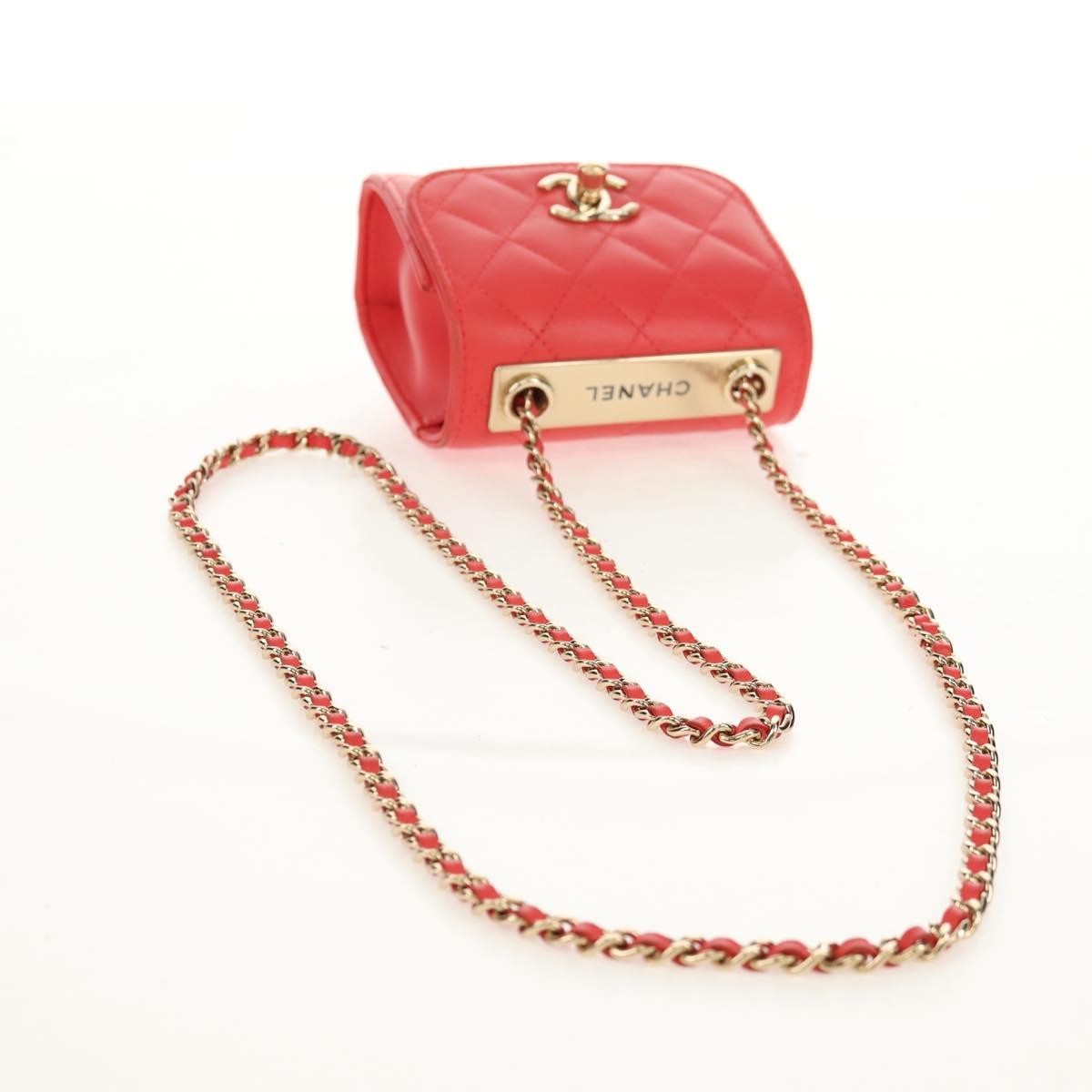 Chanel Trendy Cc Clutch With Chain Quilted Lambskin Red Leather Clutche & Pouche Bag (Pre-Owned)