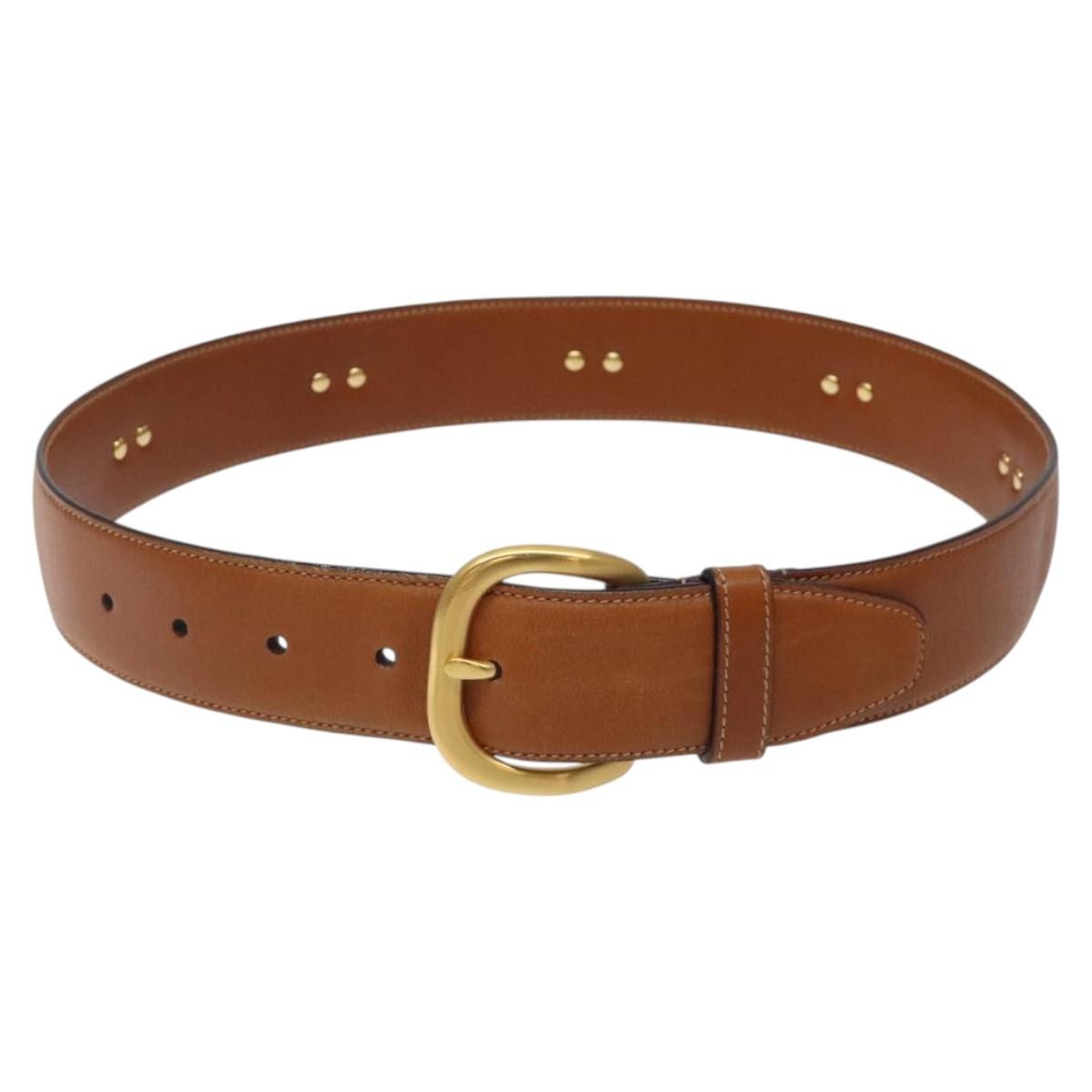 Gucci Round Buckle Belt Leather Brown Leather Belts Accessory (Pre-Owned)