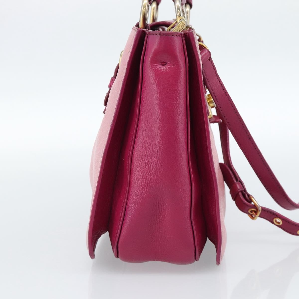 Miu Miu Madras Convertible Lock Tote Leather Pink Leather Handbag (Pre-Owned)