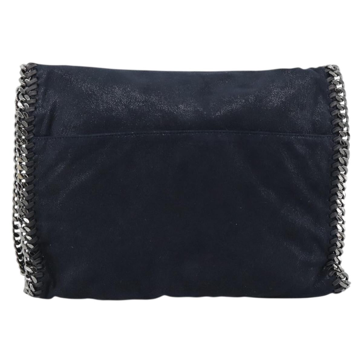 Stella Mccartney Falabella Fold Over Flap Crossbody Bag Shaggy Deer Navy Synthetic Shoulder Bag Bag (Pre-Owned)