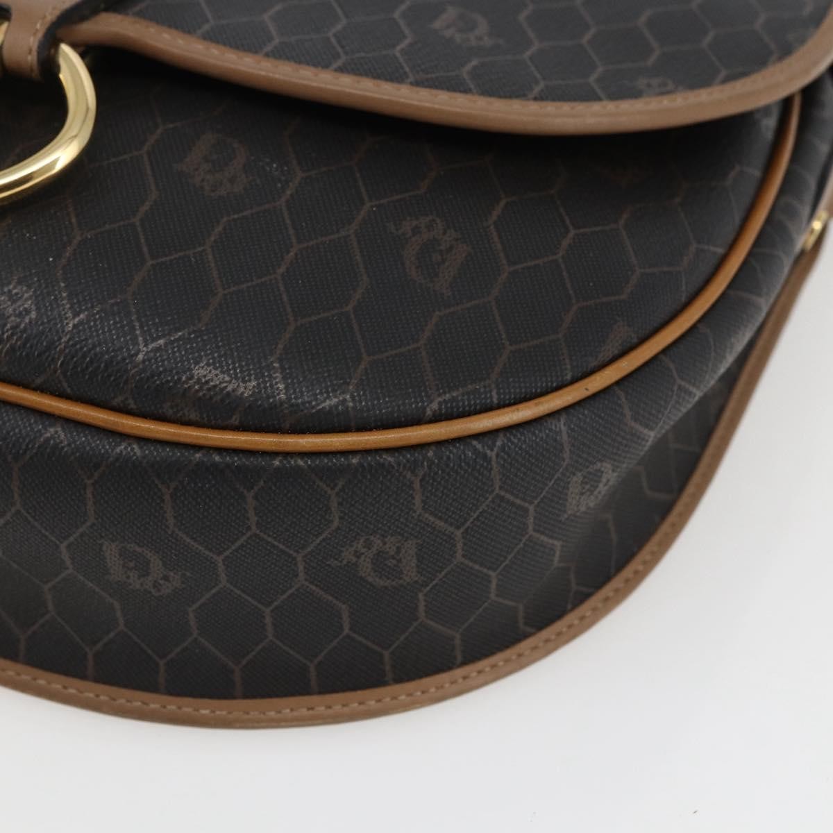 Christian Dior Vintage Honeycomb Shoulder Bag Canvas And Leather Black Canvas Shoulder Bag Bag (Pre-Owned)