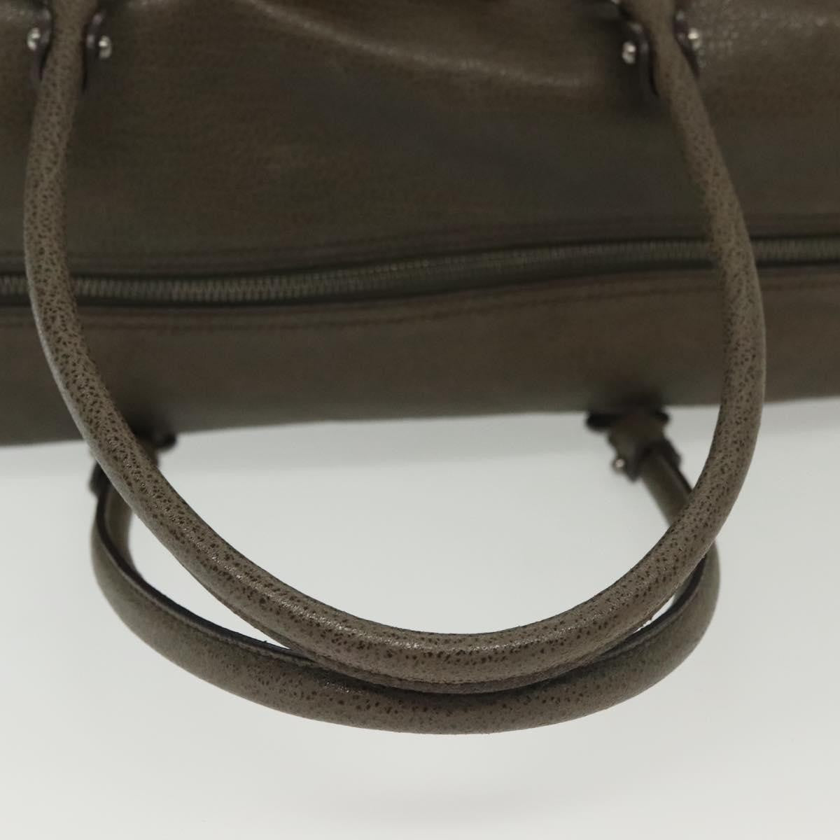 Salvatore Ferragamo Gancini Buckle Shoulder Bag Leather Khaki Leather Bag (Pre-Owned)