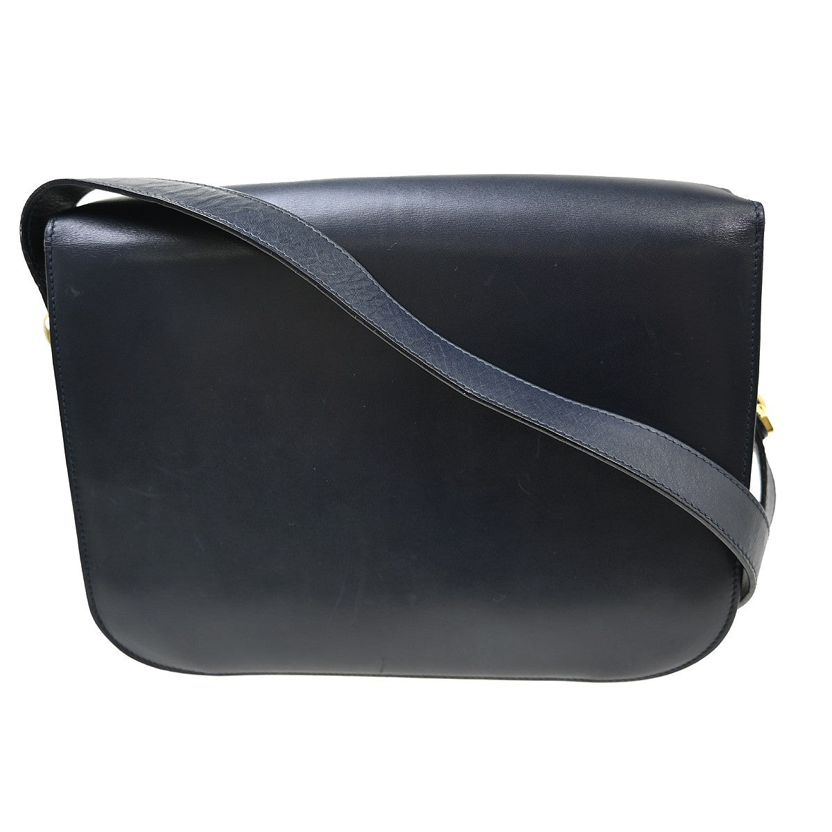 Celine Triomphe Shoulder Bag Leather Navy Leather Shoulder Bag Bag (Pre-Owned)