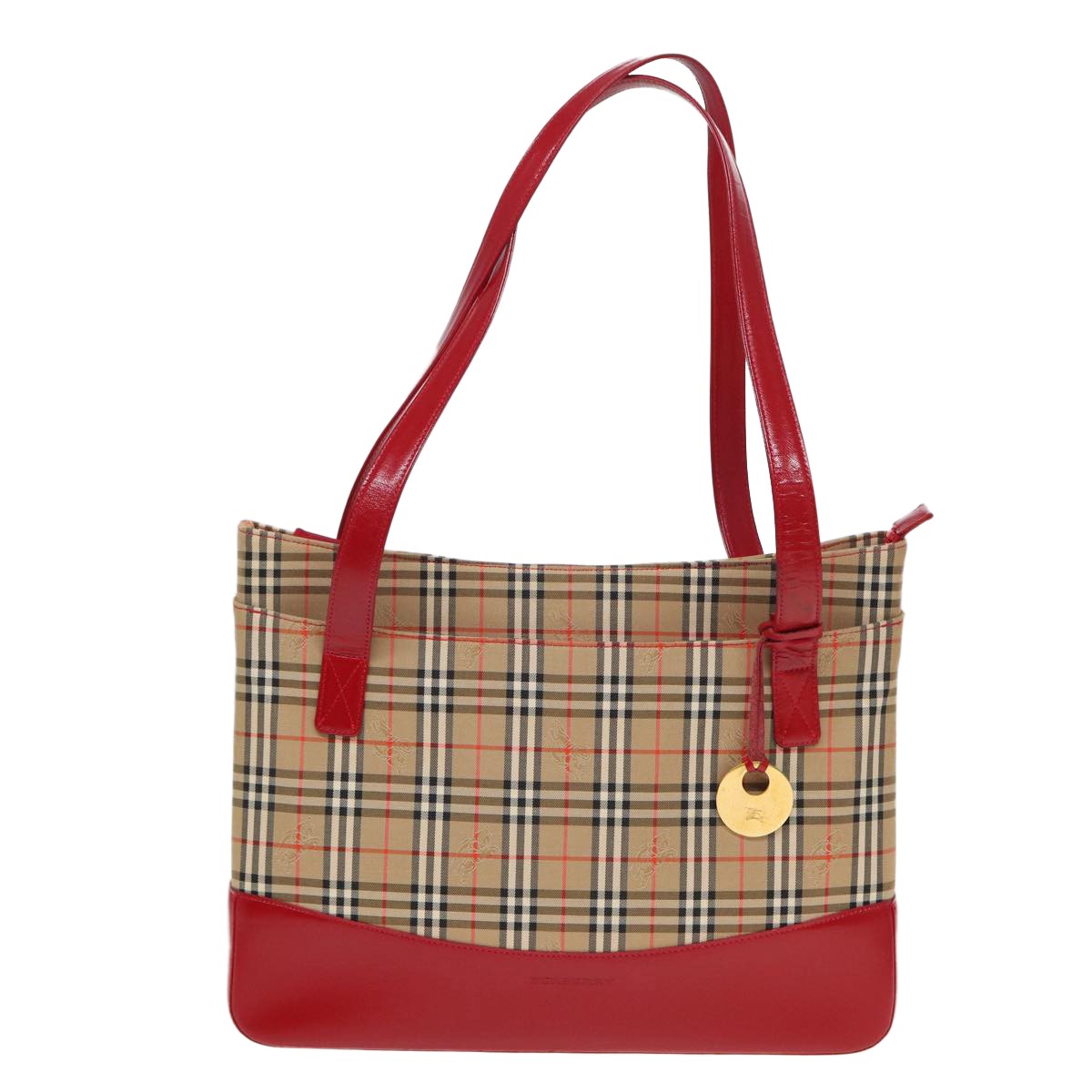 Burberry Nova Check Tote Canvas And Leather Beige Canvas Tote Bag Bag (Pre-Owned)