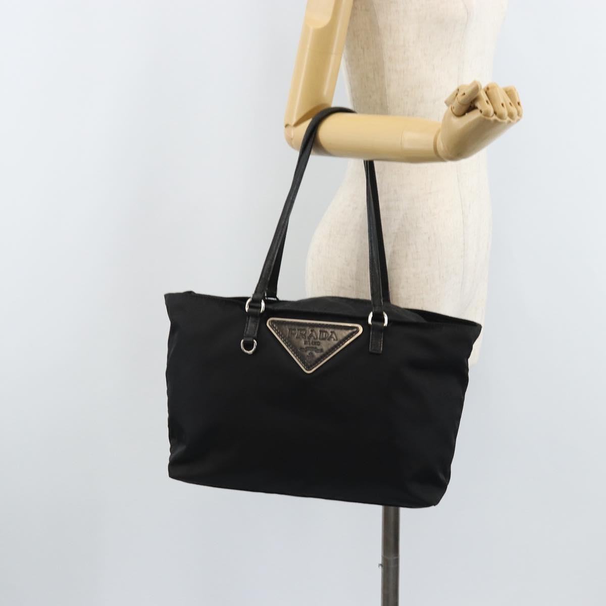 Prada Vintage Zip Tote Tessuto Black Nylon Tote Bag Bag (Pre-Owned)