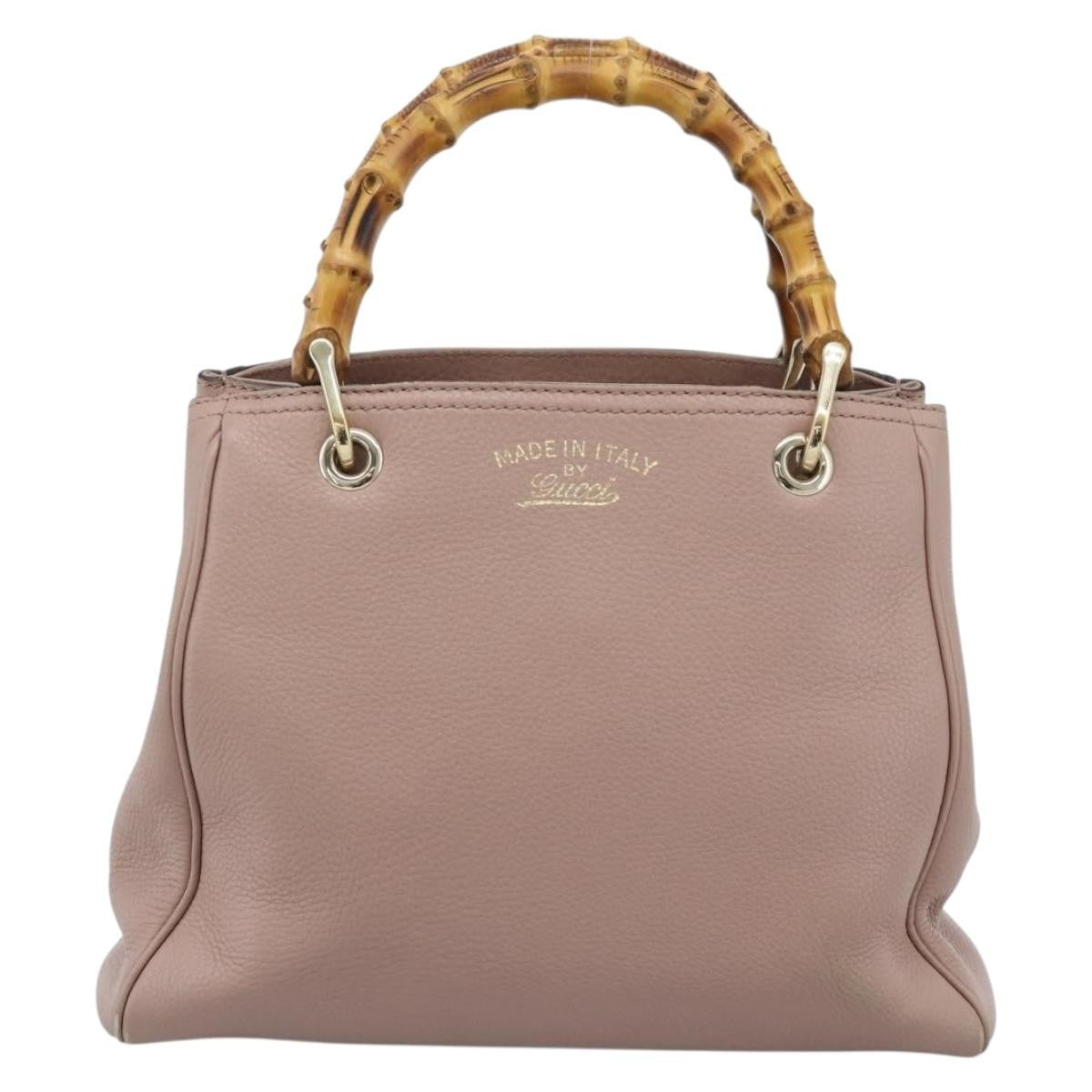 Gucci Bamboo Shopper Tote Leather Pink Leather Tote Bag Bag (Pre-Owned)