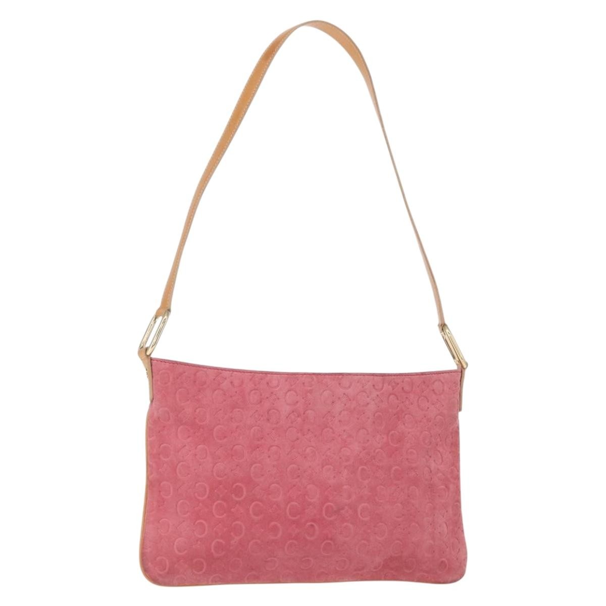 Celine C Macadam Shoulder Bag Suede Pink Suede Shoulder Bag Bag (Pre-Owned)
