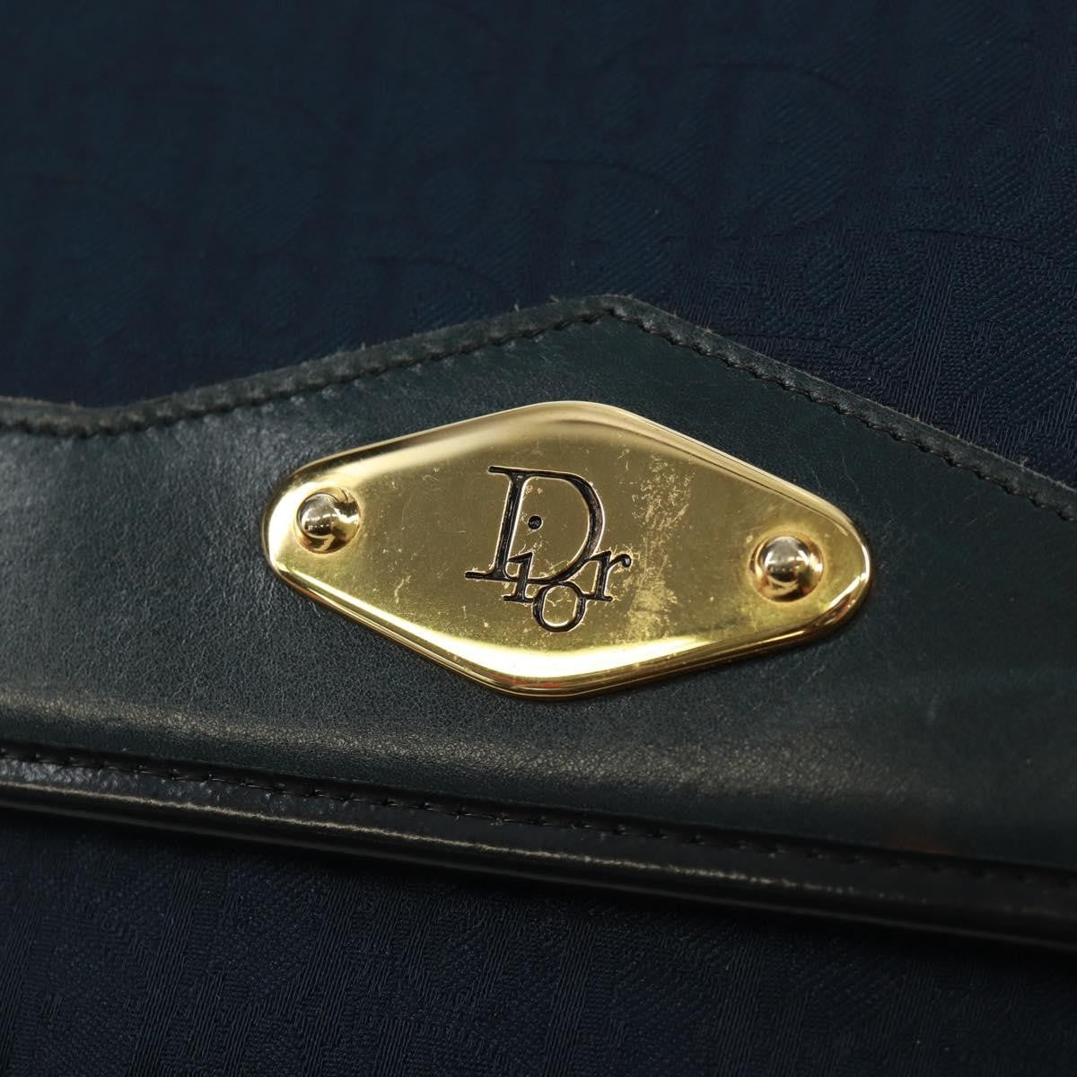 Christian Dior Vintage Chain Flap Shoulder Bag Diorissimo Canvas Navy Canvas Shoulder Bag Bag (Pre-Owned)