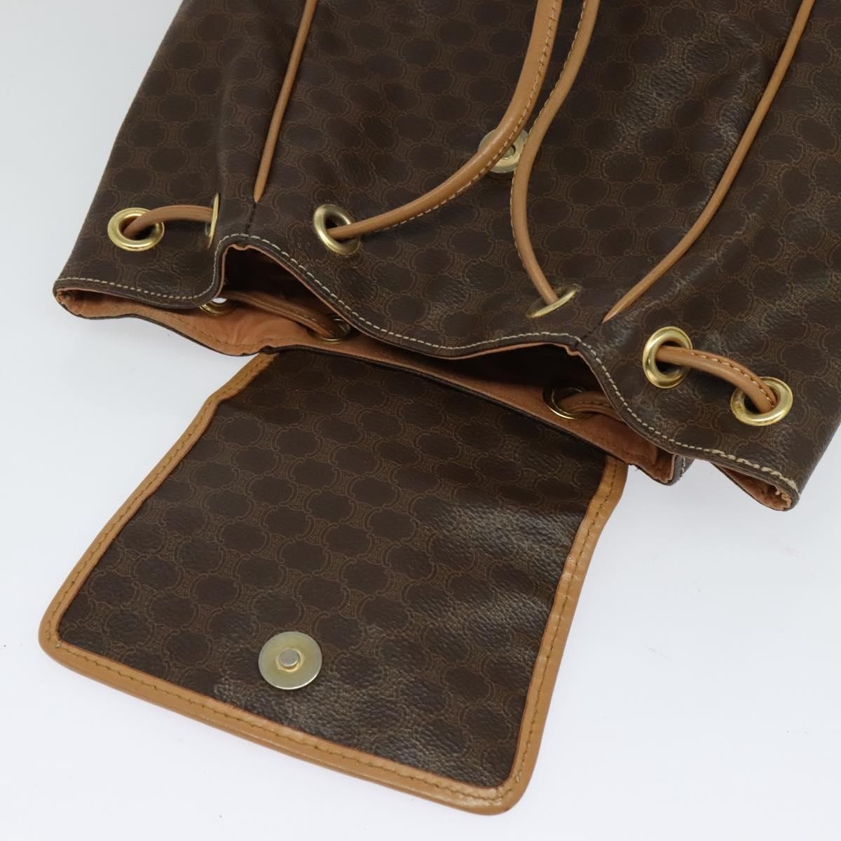 Celine Vintage Macadam Backpack Canvas And Leather Brown Canvas Backpack Bag (Pre-Owned)