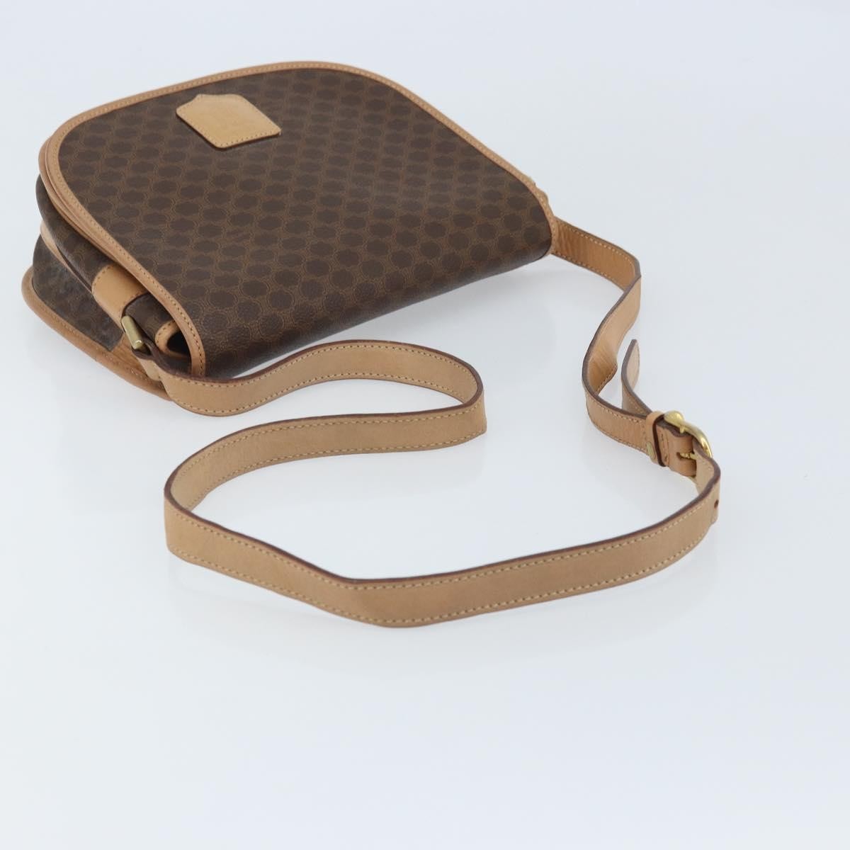 Celine Vintage Macadam Shoulder Bag Canvas And Leather Brown Canvas Shoulder Bag Bag (Pre-Owned)