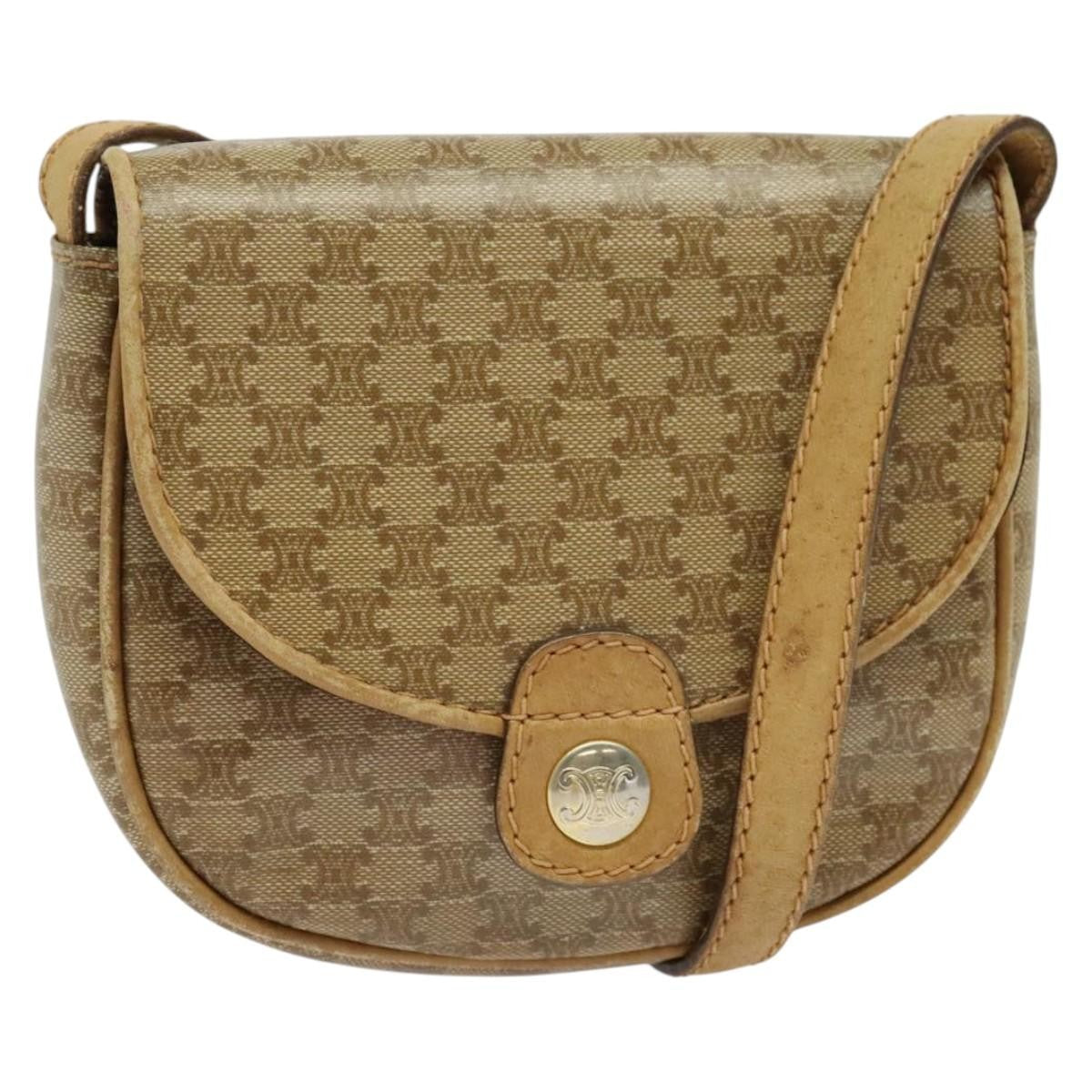 Celine Vintage Macadam Shoulder Bag Macadam Canva Vinyl Beige Pvc Bag (Pre-Owned)