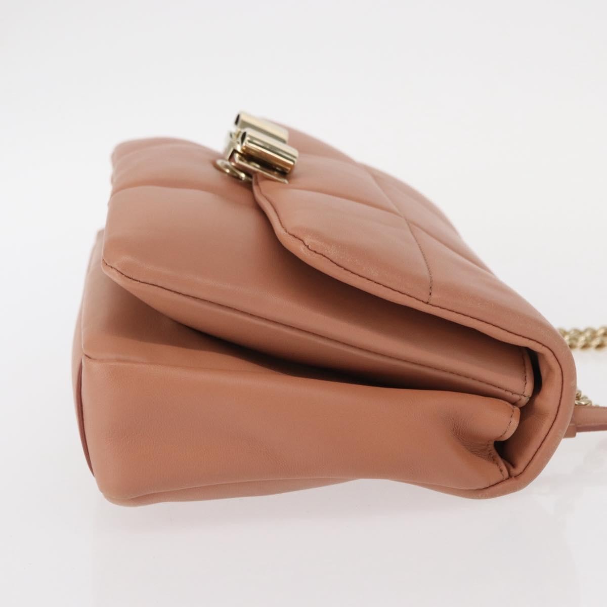 Salvatore Ferragamo Vara Soft Flap Bag Quilted Leather Pink Leather Shoulder Bag Bag (Pre-Owned)