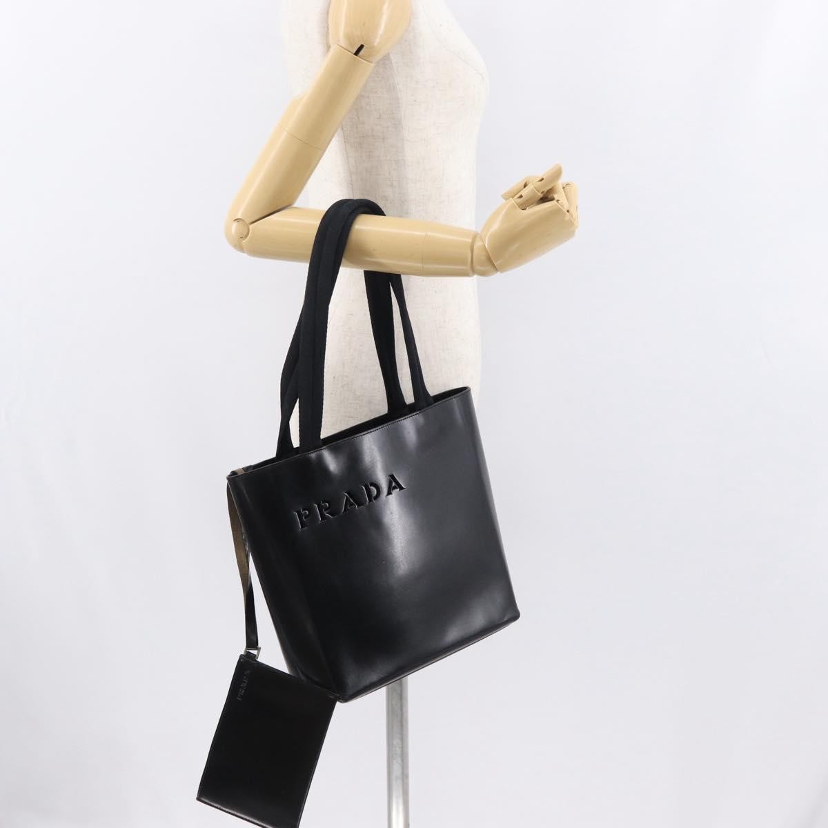 Prada Vintage Handbag Leather Black Leather Handbag (Pre-Owned)