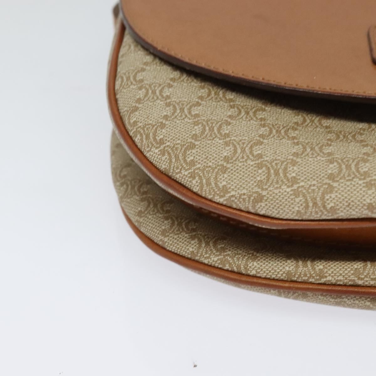 Celine Macadam Shoulder Bag Pvc Leather Beige Canvas Bag (Pre-Owned)