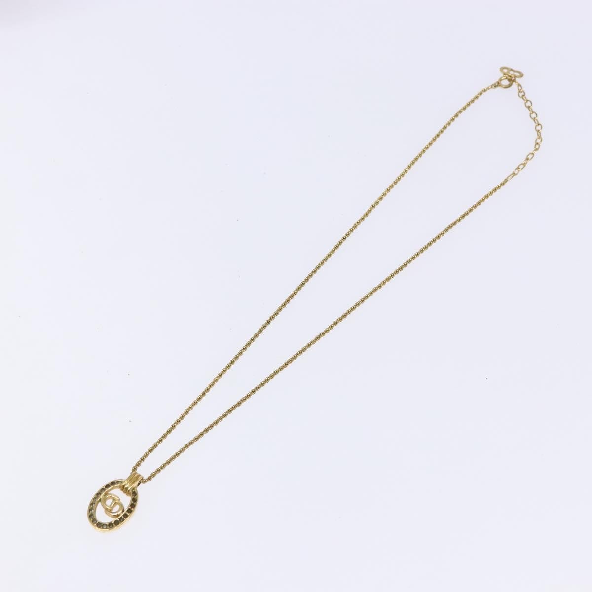 Christian Dior Cd Round Pendant Necklace Metal And Crystals Gold Metal Jewelry (Pre-Owned)