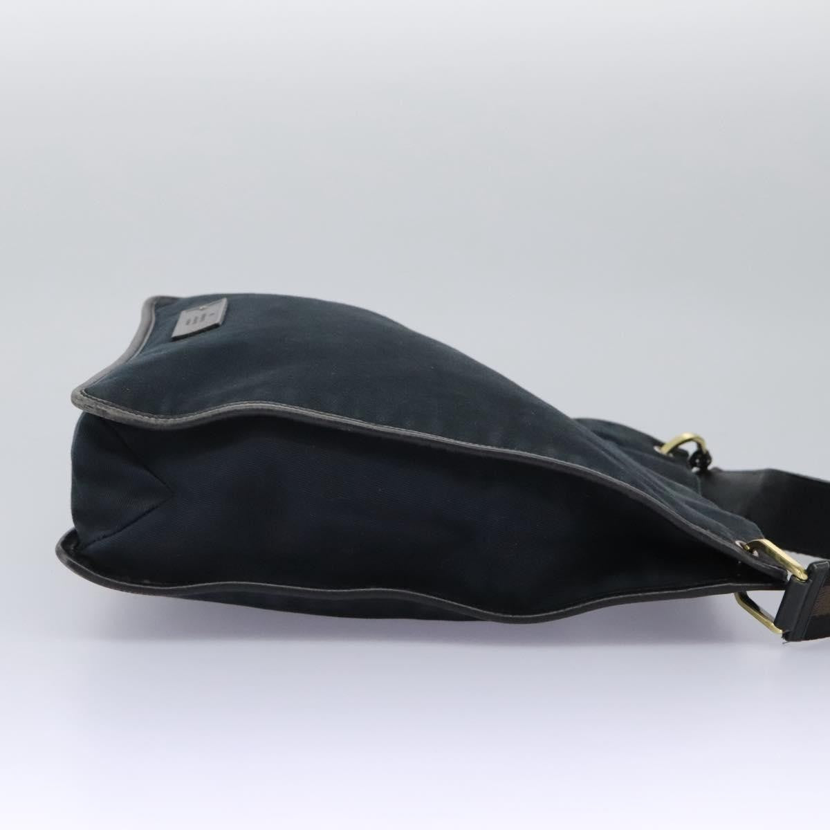 Gucci Sherry Line Shoulder Bag Canvas Black Canvas Shoulder Bag Bag (Pre-Owned)