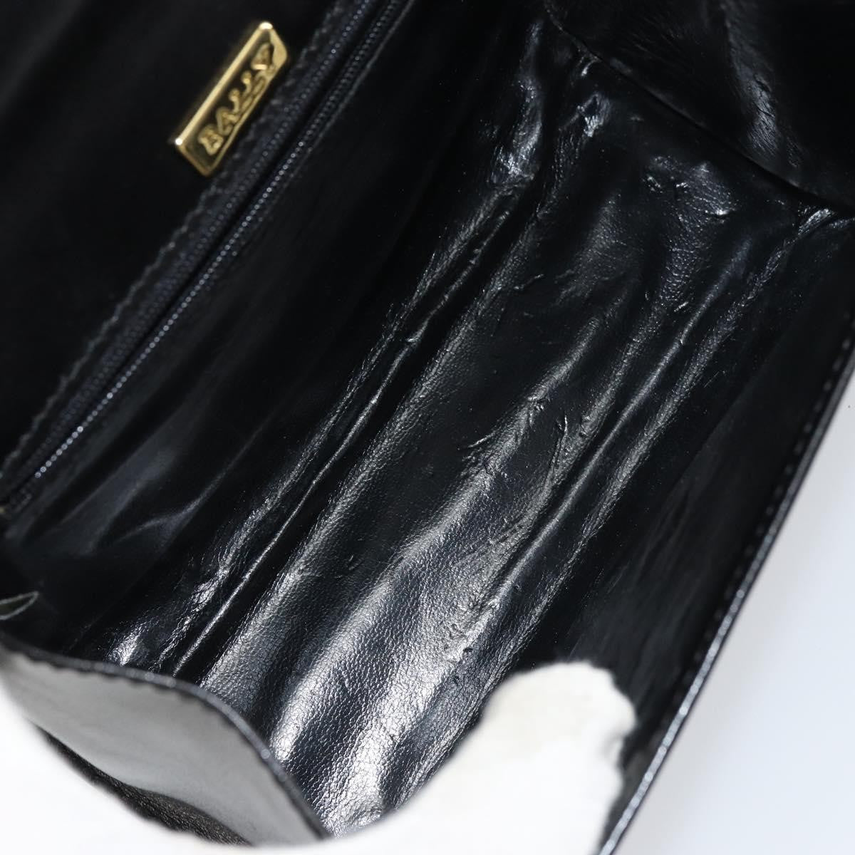 Bally Vintage Handbag Leather Black Leather Handbag (Pre-Owned)