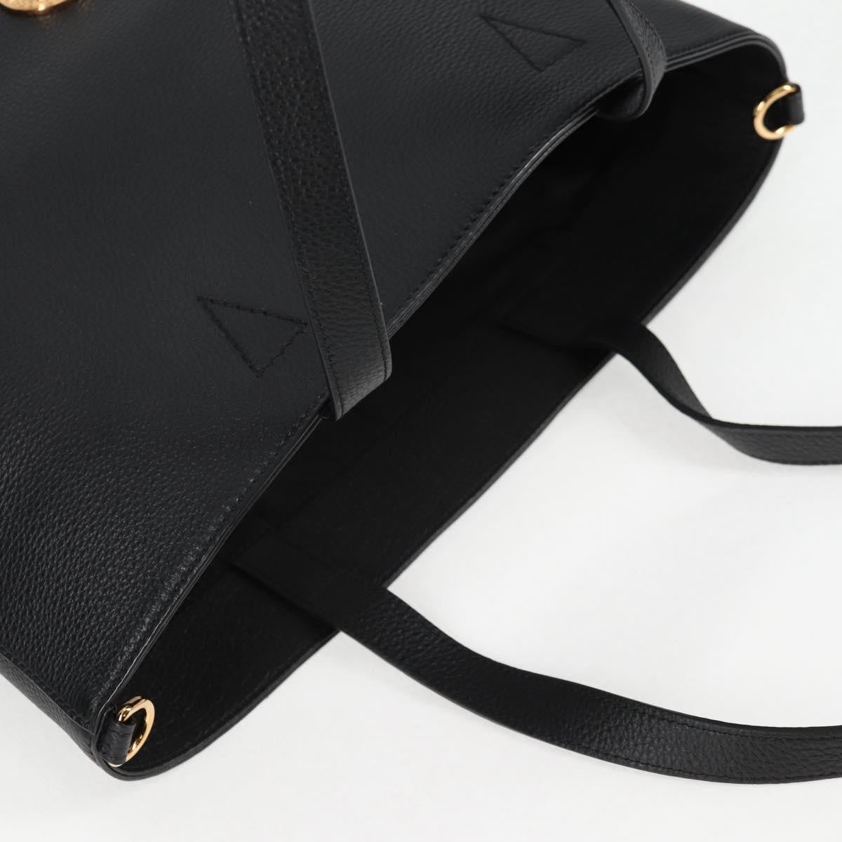 Versace Medusa Tote Leather Black Leather Tote Bag Bag (Pre-Owned)