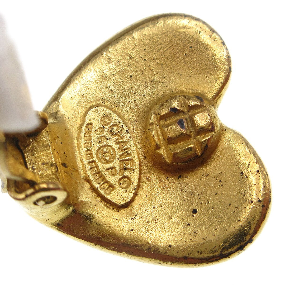 Chanel Vintage Cc Heart Clip-On Earrings Metal Gold Gold_Plated Earrings Jewelry (Pre-Owned)