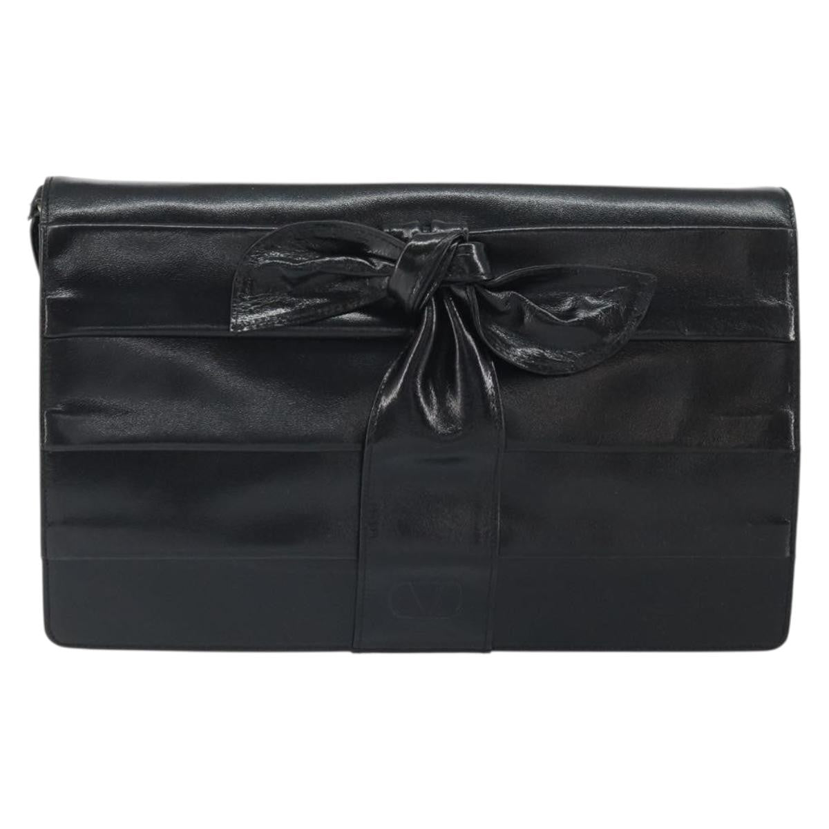 Valentino Garavani Bow Crossbody Bag Leather Black Leather Shoulder Bag Bag (Pre-Owned)