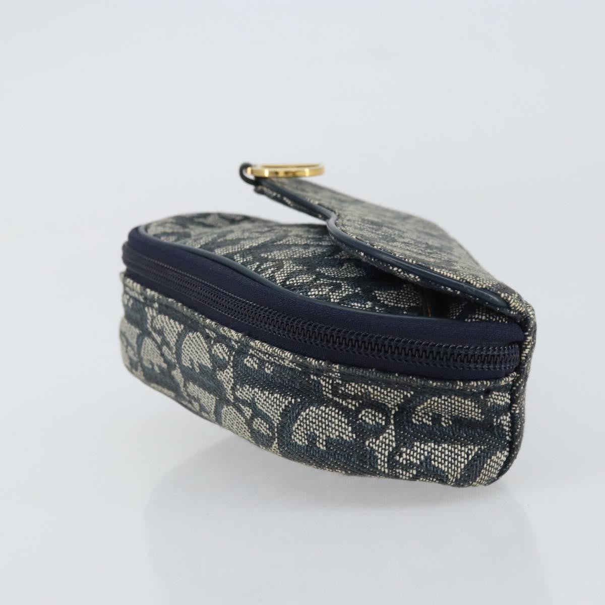Christian Dior Vintage Saddle Coin Purse Diorissimo Canvas Navy Canvas Clutche & Pouche Bag (Pre-Owned)