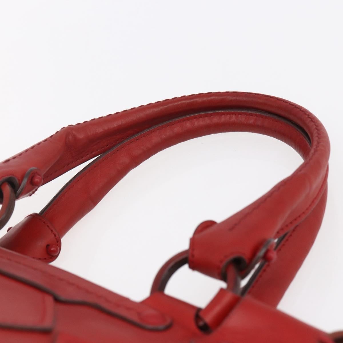 Salvatore Ferragamo Gancini Handbag Leather Red Leather Handbag (Pre-Owned)