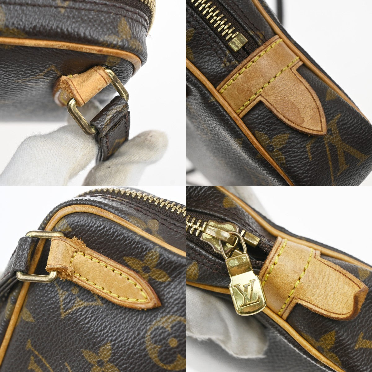 Louis Vuitton Pochette Marly Bandouliere Bag Monogram Canvas Brown Leather Shoulder Bag Bag (Pre-Owned)