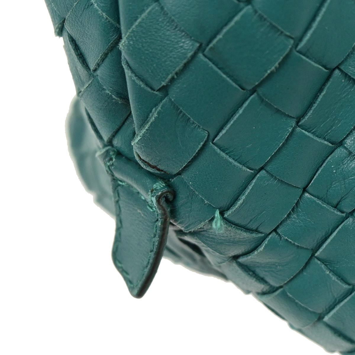 Bottega Veneta Zip Cube Messenger Intrecciato Nappa Green Leather Shoulder Bag Bag (Pre-Owned)