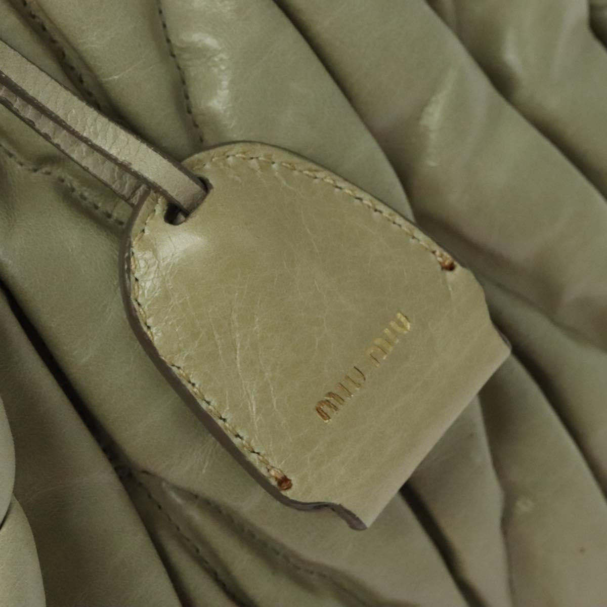 Miu Miu Coffer Convertible Satchel Leather Beige Leather Handbag (Pre-Owned)