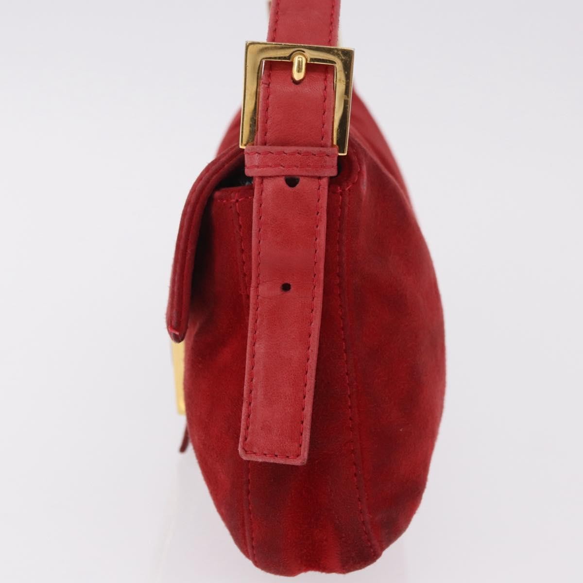 Fendi Baguette Bag Leather Red Suede Shoulder Bag Bag (Pre-Owned)