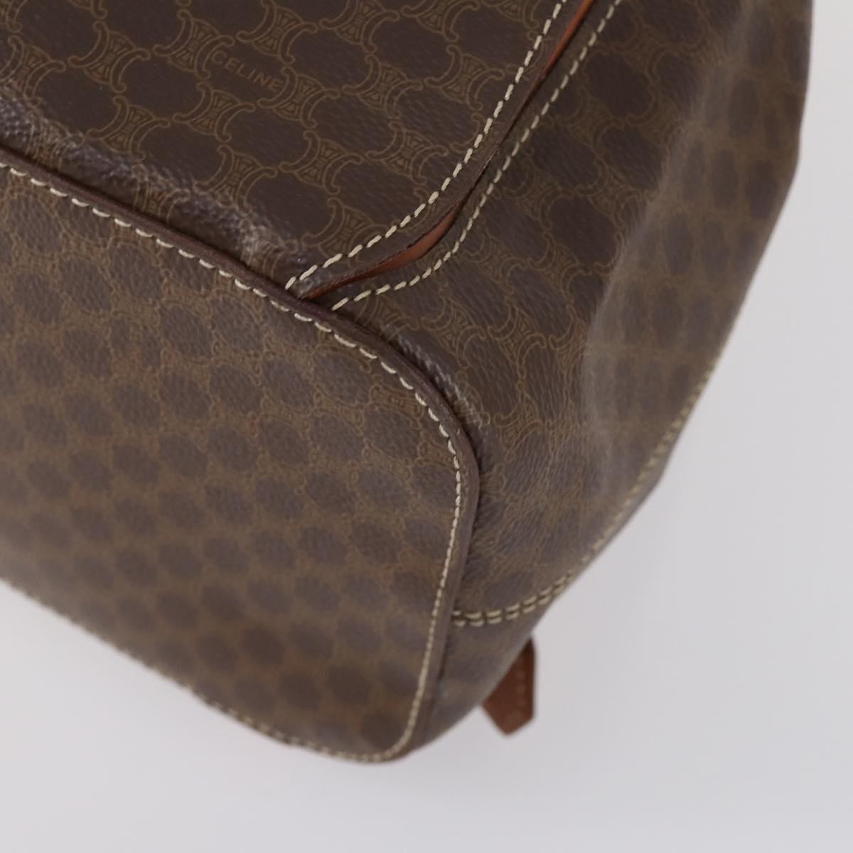 Celine Vintage Macadam Backpack Canvas And Leather Brown Canvas Backpack Bag (Pre-Owned)