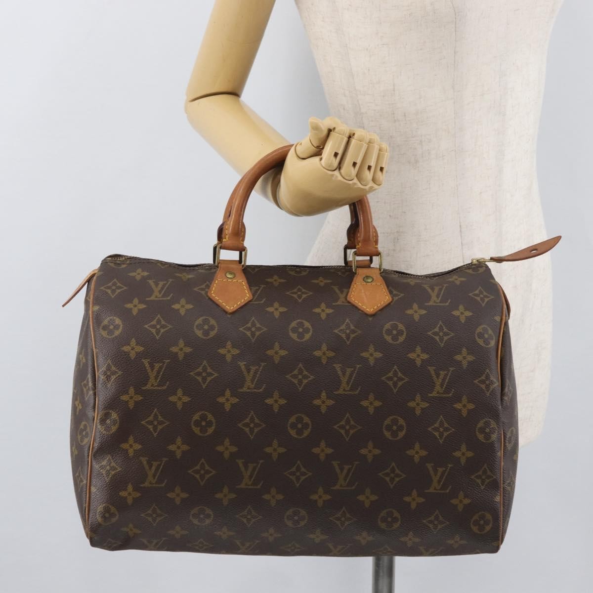 Louis Vuitton Speedy Handbag Monogram Canvas Brown Canvas Handbag (Pre-Owned)