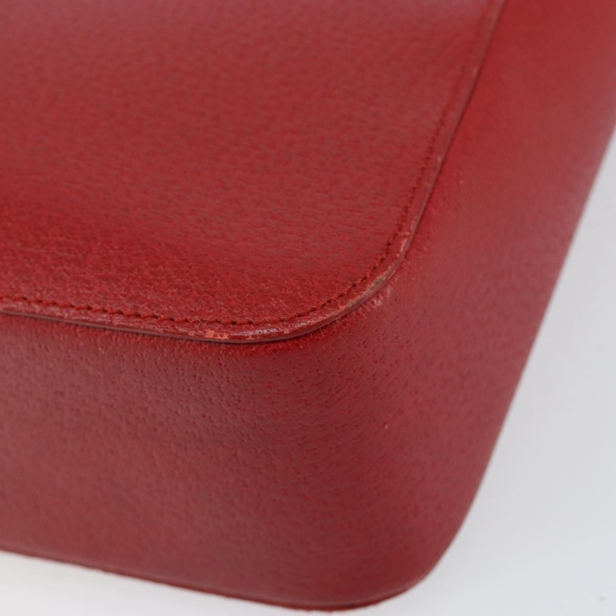 Gucci Vintage Bamboo Handle Bag Leather Red Leather Handbag (Pre-Owned)