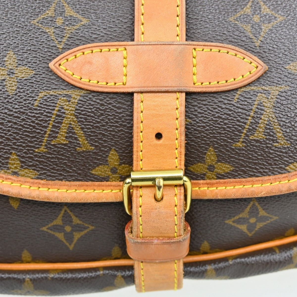 Louis Vuitton Saumur Handbag Monogram Canvas Brown Canvas Shoulder Bag Bag (Pre-Owned)