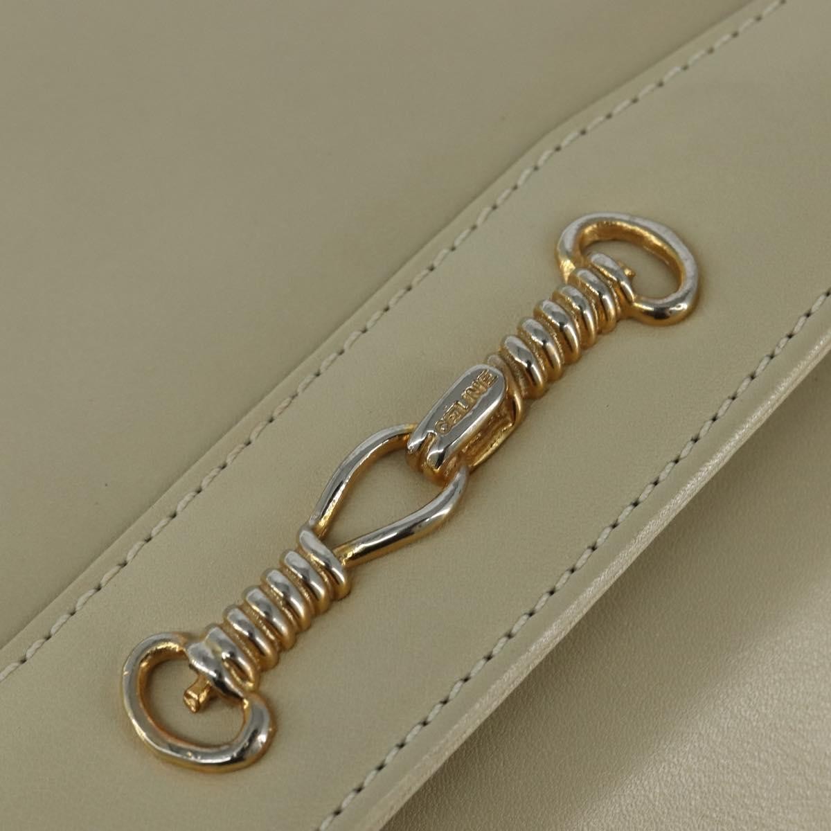 Celine Flap Shoulder Bag Leather Beige Leather Shoulder Bag Bag (Pre-Owned)