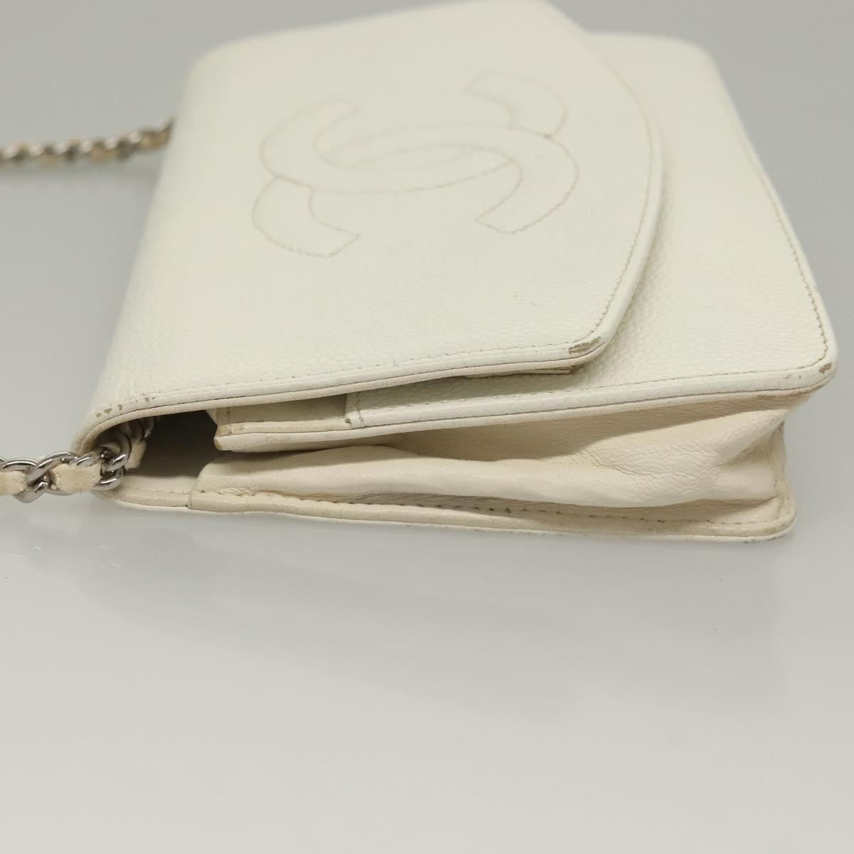 Chanel Vintage Timeless Wallet On Chain Caviar White Leather Shoulder Bag Bag (Pre-Owned)