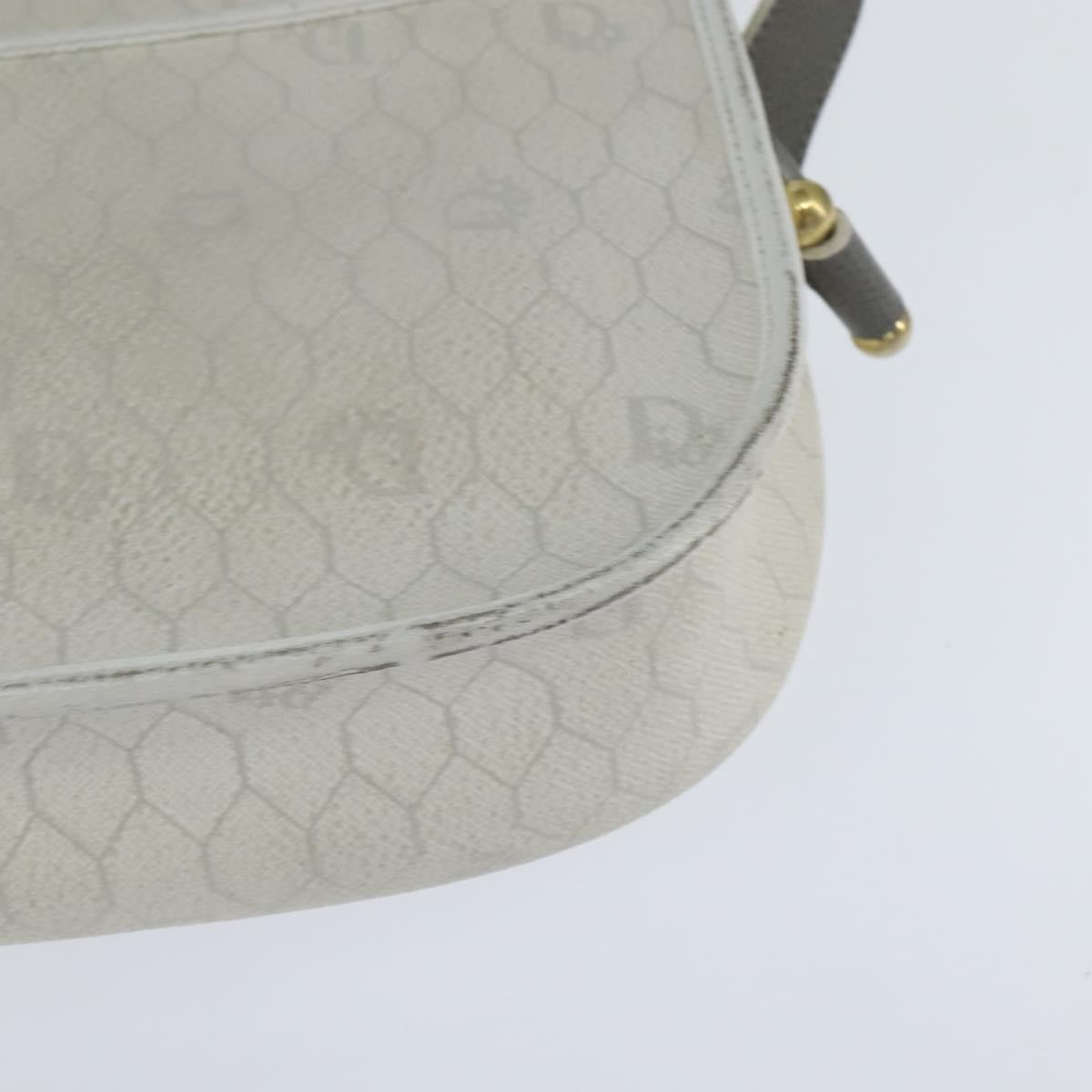 Christian Dior Vintage Honeycomb Flap Crossbody Bag Canvas And Leather White Canvas Shoulder Bag Bag (Pre-Owned)