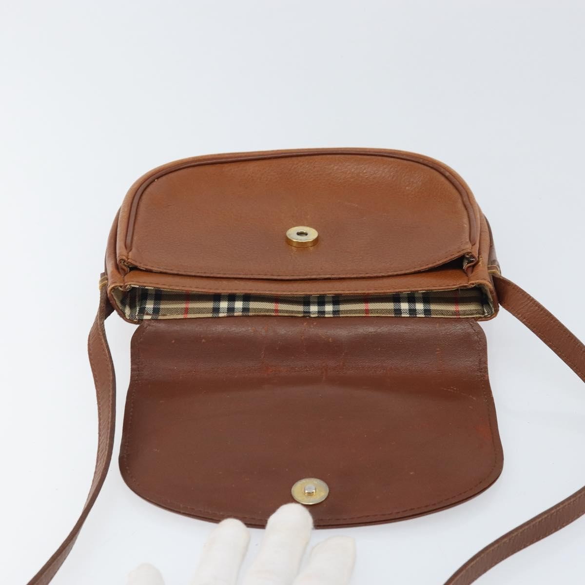 Burberry Vintage Shoulder Bag Leather Brown Leather Shoulder Bag Bag (Pre-Owned)