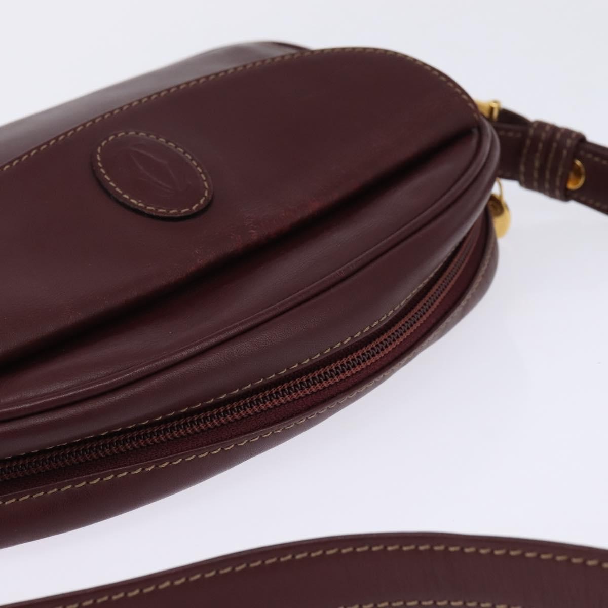 Cartier Must De Cartier Shoulder Bag Leather Burgundy Leather Shoulder Bag Bag (Pre-Owned)