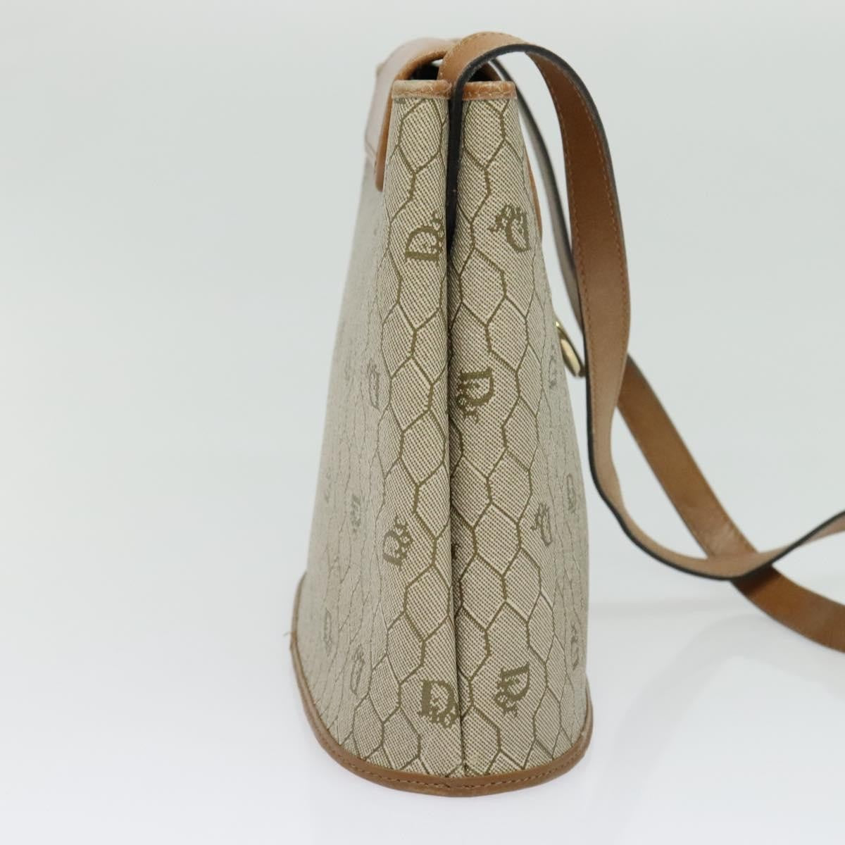 Christian Dior Vintage Honeycomb Shoulder Bag Canvas And Leather Beige Canvas Bag (Pre-Owned)